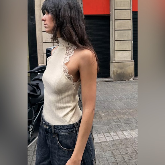 ZARA LACE RIB TOP - Picture 5 of 11